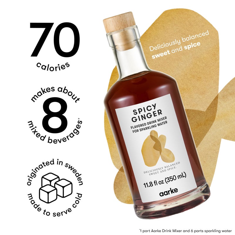 aarke Drink Mixer, Effortless Mixing for Your Home Bar, Crafted Elixir to Complement Your aarke Carbonator, Each Glass Bottle Makes 8 Beverages (Spicy Ginger) - Image 2