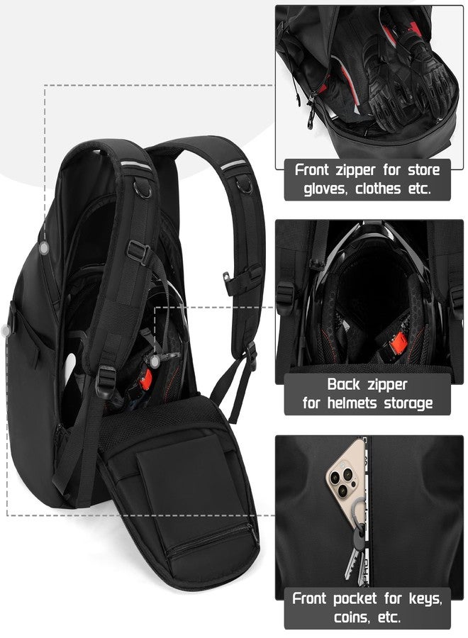 OUUTMEE Helmet Backpack for Motorcycle Cycling, Waterproof Reflective Helmet Bag for Men Large Capacity Storage Bag Hiking Travel Backpack - Image 4