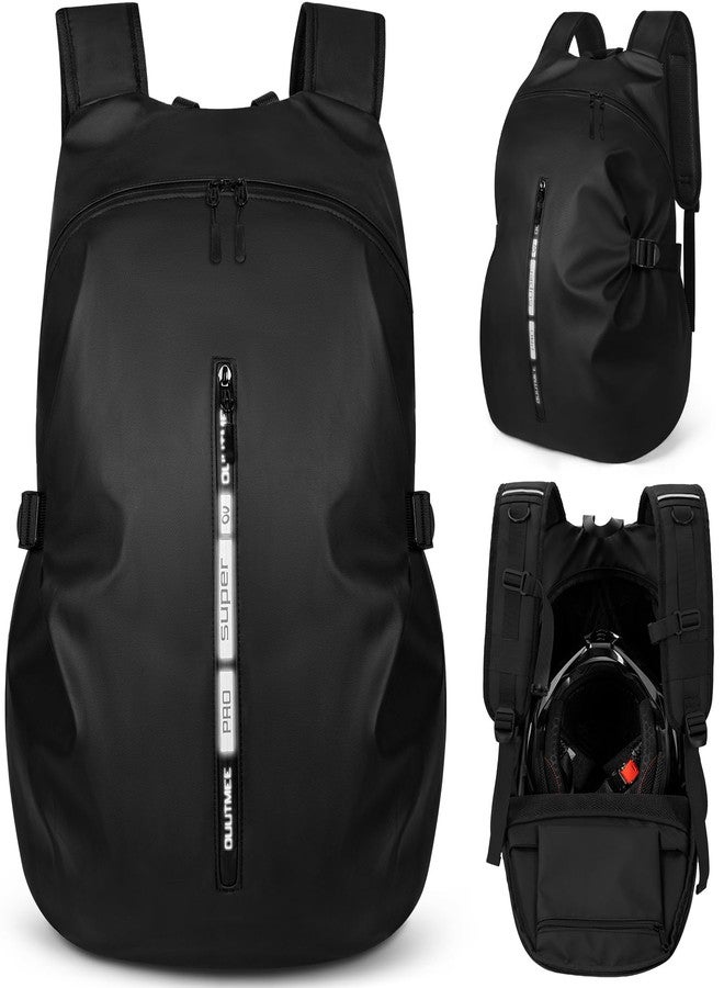 OUUTMEE Helmet Backpack for Motorcycle Cycling, Waterproof Reflective Helmet Bag for Men Large Capacity Storage Bag Hiking Travel Backpack - Image 2