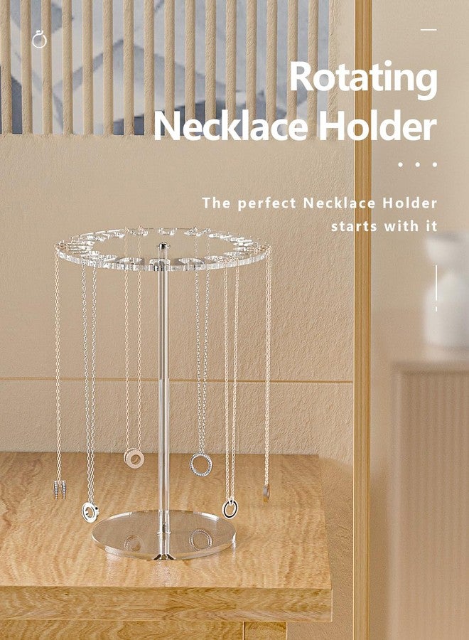 Ausalivan Acrylic Necklace Holder,Jewelry Rotating Organizer Stand For The Girl's Room,Small Necklace Display Hanger Rack,Necklace Storage Hanging,Jewelry Necklace Tree - Image 2