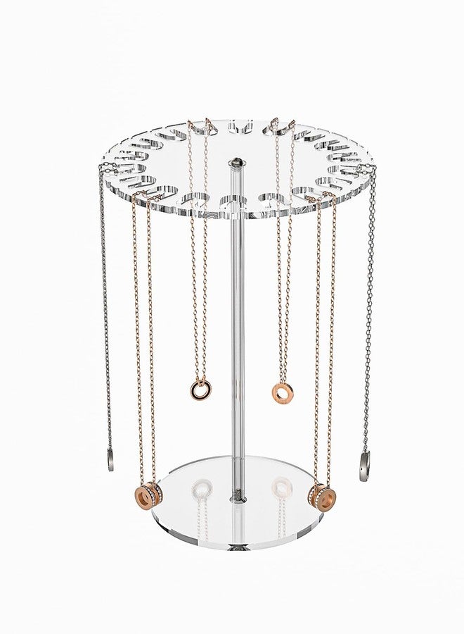 Ausalivan Acrylic Necklace Holder,Jewelry Rotating Organizer Stand For The Girl's Room,Small Necklace Display Hanger Rack,Necklace Storage Hanging,Jewelry Necklace Tree - Image 1