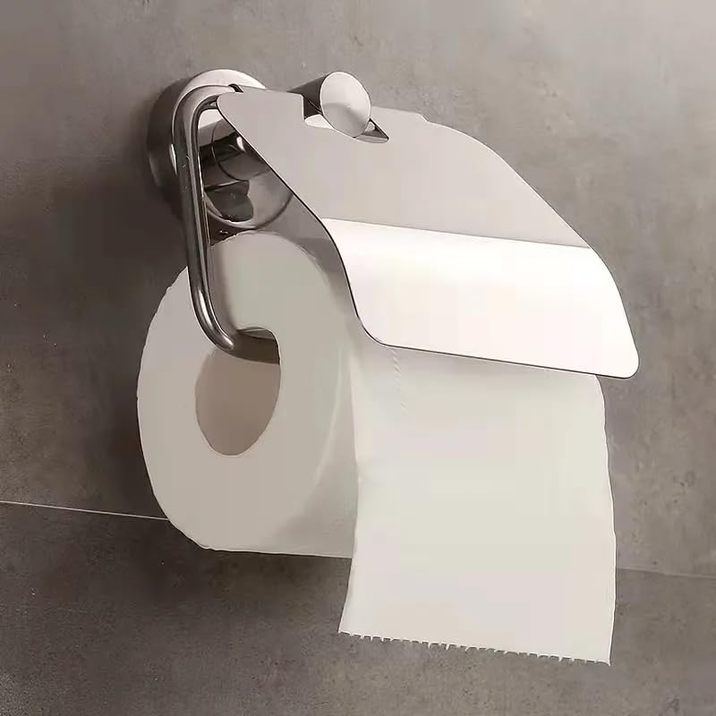KURIC 304 Grade Stainless Steel Toilet Paper Holder, Toilet Roll Napkin Holder, Tissue Paper Holder with Lid, Toilet Roll Holder, Toilet Tissue Paper Holder - Bathroom Accessories (Chrome) - Image 1