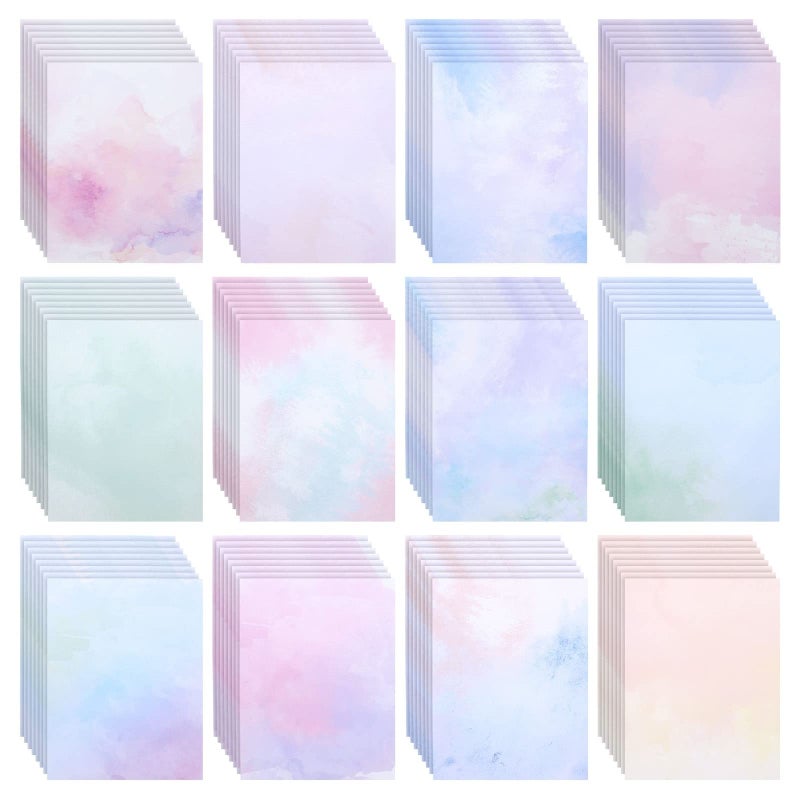 Paper Junkie Scrapbook Paper - 96 Double-Sided Sheets, 8.5 x 11 In - Pastel Watercolor Printer Paper - Cardstock for Crafts, Letter Writing & Stationery - Image 1