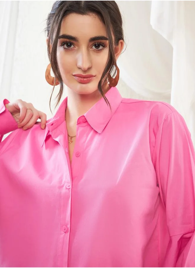 SASSAFRAS Solid Shirt with Bishop Sleeves by Styli