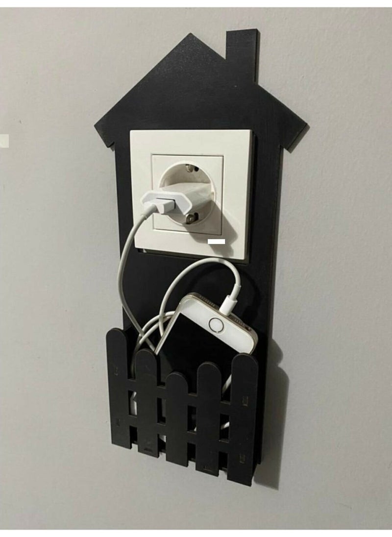 Alfa Reklam Ajansı - Alfa Advertising Agency Decorative Wall Decoration Socket Holder Phone Holder Phone Charging Box Wooden 30 x 15 cm - Image 1