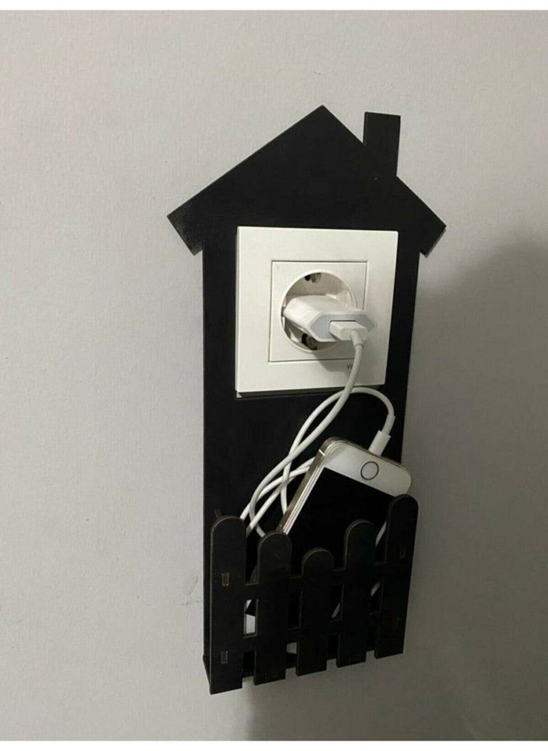 Alfa Reklam Ajansı - Alfa Advertising Agency Decorative Wall Decoration Socket Holder Phone Holder Phone Charging Box Wooden 30 x 15 cm - Image 1