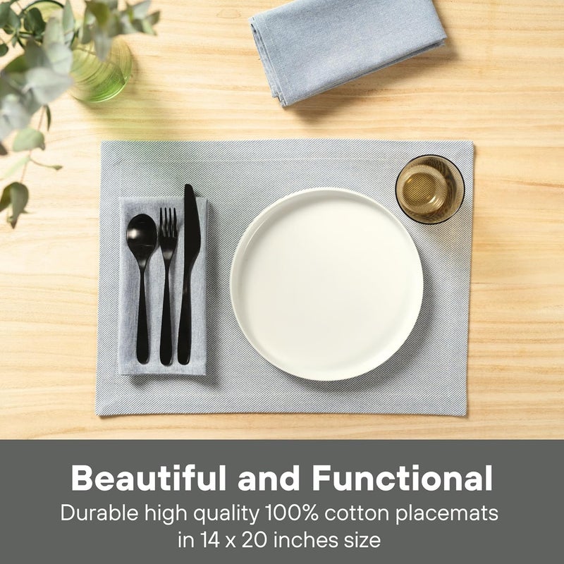 MEEMA Rustic Placemats Set of 4  Recycled Denim  Cotton Placemats Table Setting Placemat for Dinner Table Placemat Set Spring Summer Holiday Table Place Mats Charcoal - Image 2
