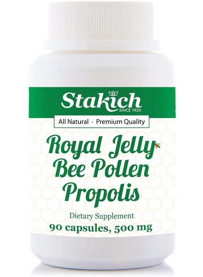 Stakich 500 mg Capsules (Royal Jelly, Bee Pollen, Propolis Capsules 500 mg (90 Count)) - Image 1