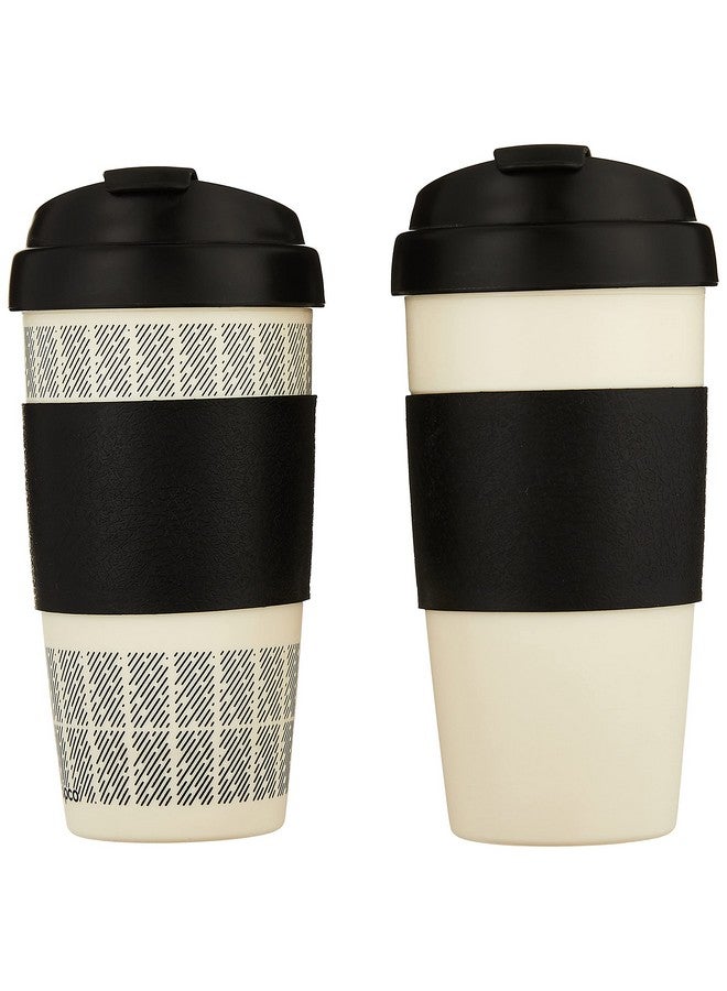 كوبكو 5237160 أكواب سفر معزولة وقابلة لإعادة الاستخدام بجدار مزدوج، 16 أونصة، أبيض/أسود، قطعتان (عبوة من قطعة واحدة) - Image 1