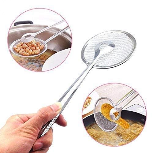 SizzleBest SizzleBest 2 in 1 Fry Tool Filter Spoon Strainer with ClipOil Frying BBQ Filter Stainless Steel Mesh Strainer Kitchen Tool Collapsible Strainer Steel Pack of 1  - Image 4