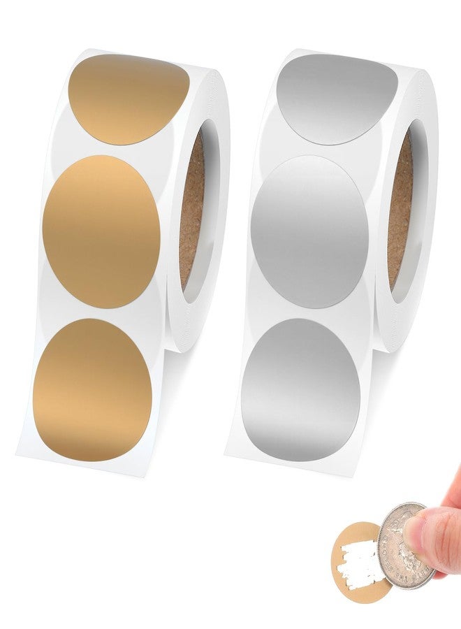 RupeeRise 600 Pcs Office Labels Stickers, Scratch Off and Round Dot Labels in Gold and Silver (300 Each), Adhesive Sticker for Name Tag and Various Applications - Image 1