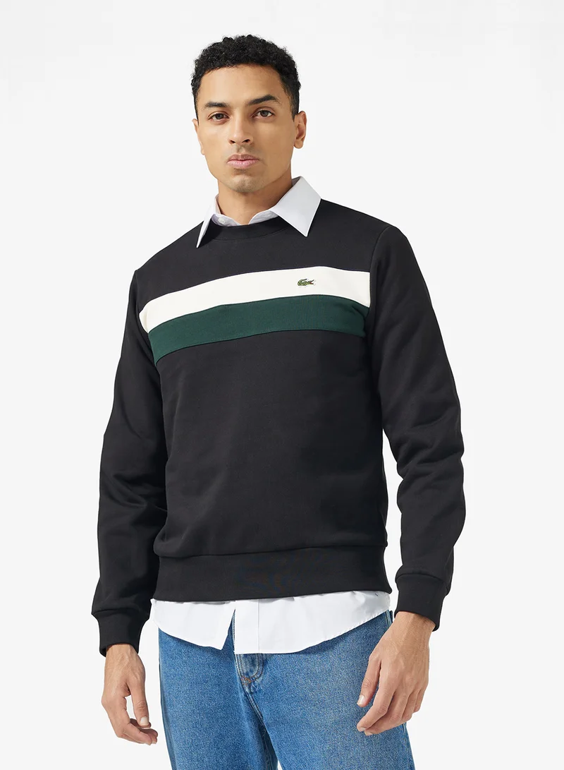 LACOSTE Colorblock Crew Neck Sweatshirt