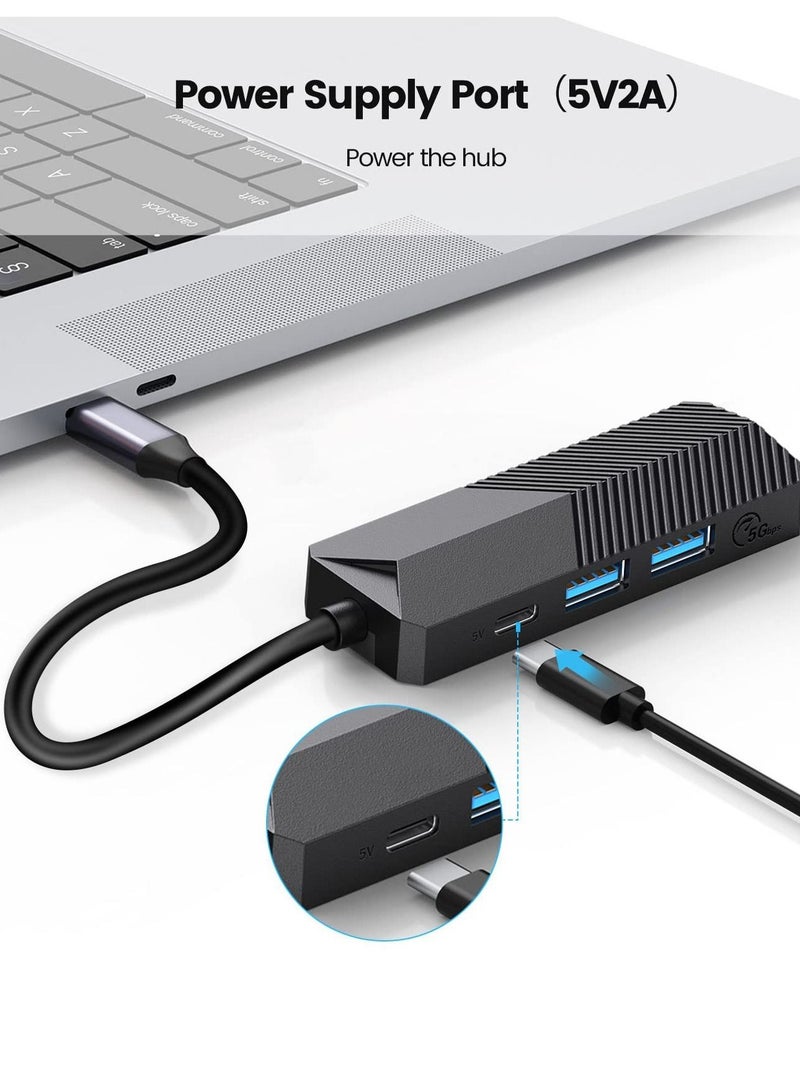 Captaintech USB C Hub Multiport Adapter with HDMI 4K Output 4-in-1 USB C to USB Hub 3.0, USB 2.0 and Type C Power Supply Port (Not for Charging) for MacBook Pro, Chromebook, and All Type C Laptop-Black - Image 2