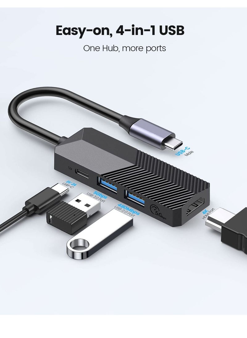 Captaintech USB C Hub Multiport Adapter with HDMI 4K Output 4-in-1 USB C to USB Hub 3.0, USB 2.0 and Type C Power Supply Port (Not for Charging) for MacBook Pro, Chromebook, and All Type C Laptop-Black - Image 5
