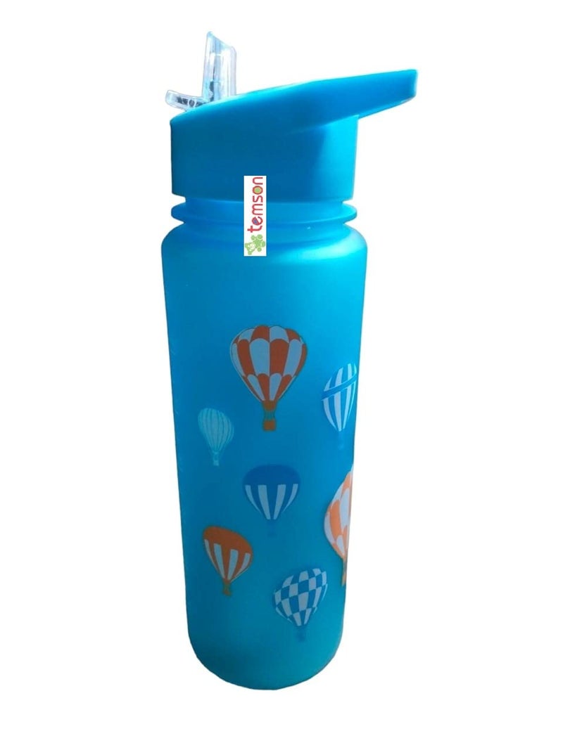 TEMSON Stylish Unbreakable Sports Water Bottle with Sipper & Straw, Anti-Leak Proof Non-Toxic Bottle with Scale Measure 700ML (GBT-620) (Blue) - Image 2