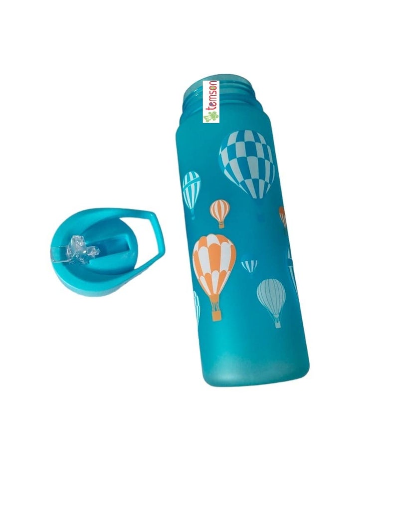 TEMSON Stylish Unbreakable Sports Water Bottle with Sipper & Straw, Anti-Leak Proof Non-Toxic Bottle with Scale Measure 700ML (GBT-620) (Blue) - Image 3