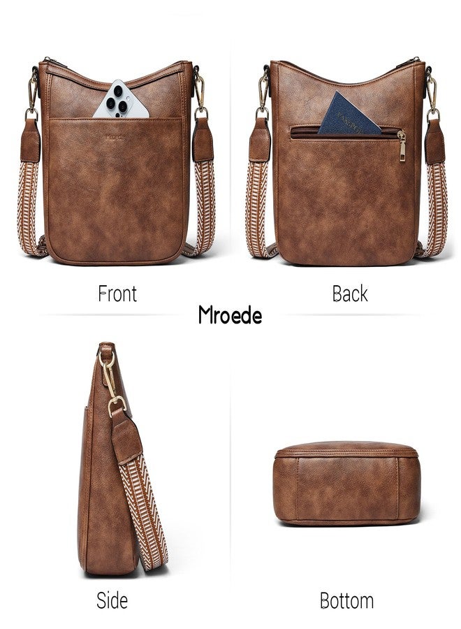 Mroede Crossbody Bags for Women Crossbody Purse for Women Vegan Leather Hobo Purses Shoulder Handbags for Daily Travel Work, 1-1 Brown, 10 inches (L) x 3.5 inches (W) x 9.5 inches (H), Crossbody Purse - Image 5