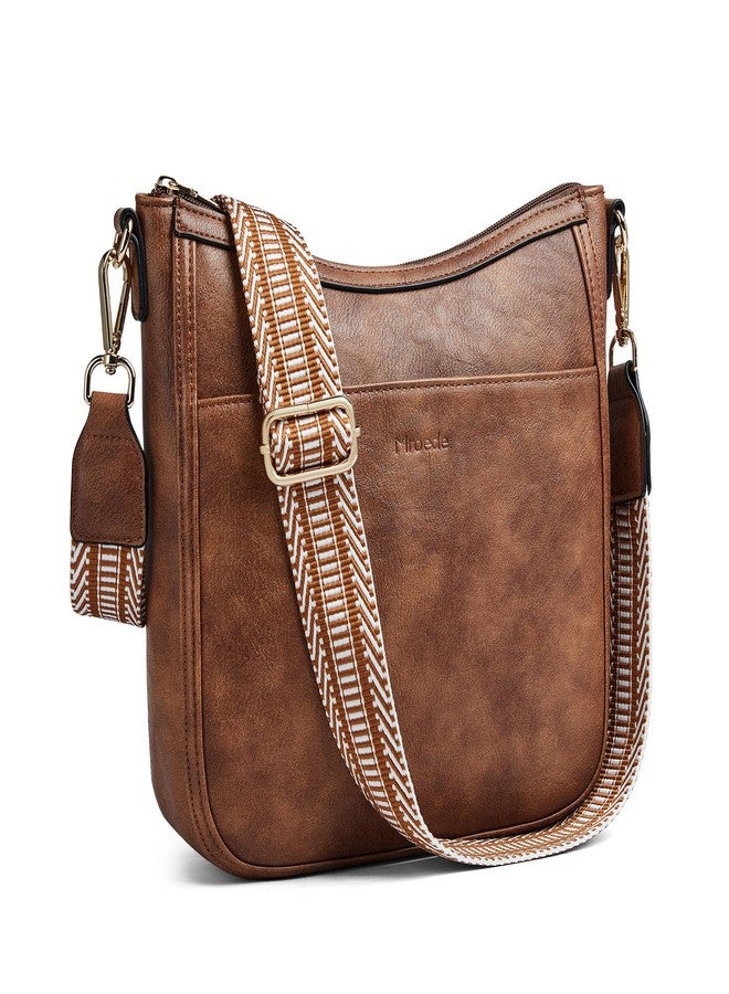 Mroede Crossbody Bags for Women Crossbody Purse for Women Vegan Leather Hobo Purses Shoulder Handbags for Daily Travel Work, 1-1 Brown, 10 inches (L) x 3.5 inches (W) x 9.5 inches (H), Crossbody Purse - Image 1