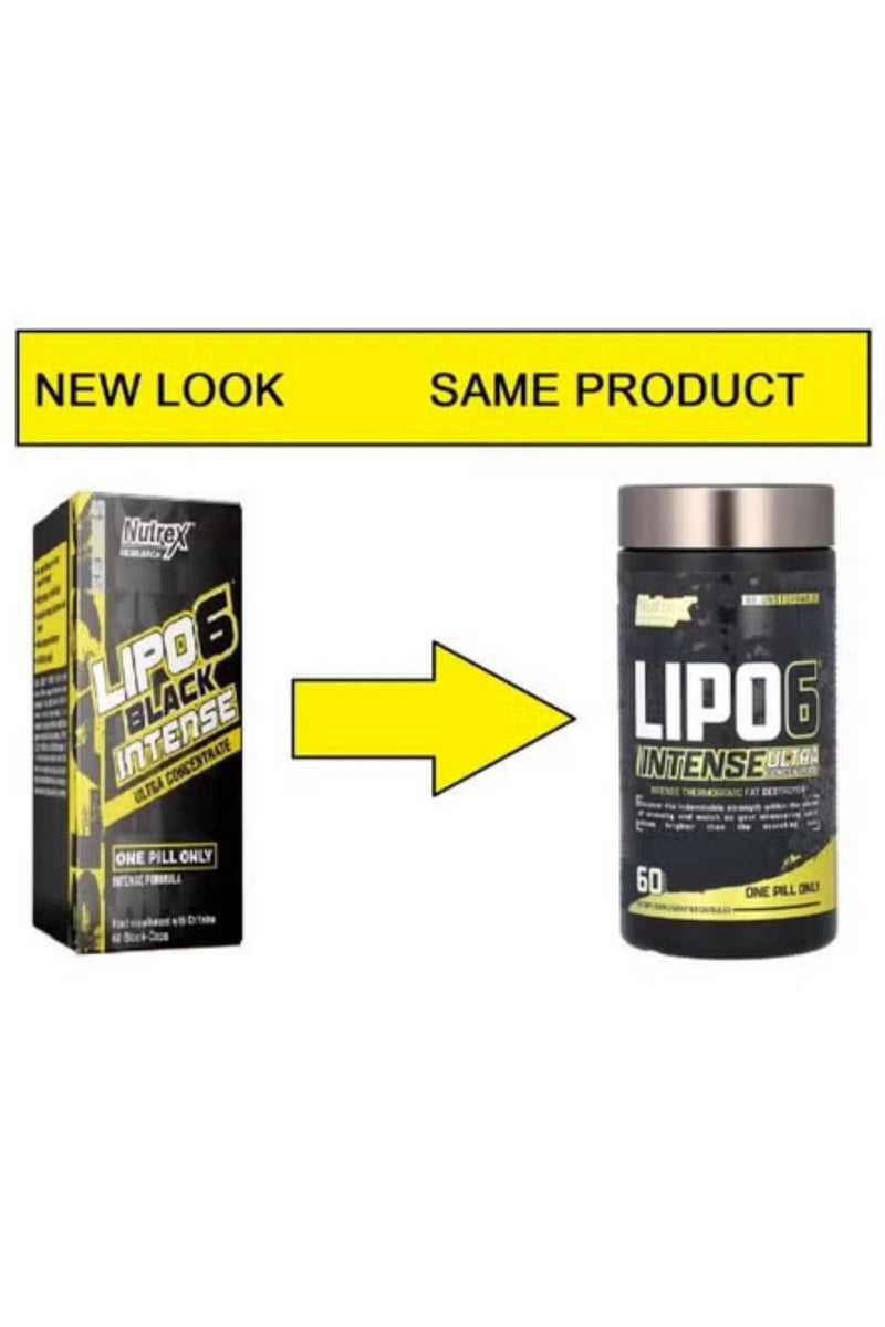 Nutrex Research Lipo 6 Black Intense Ultra Concentrate Supplement - 60 Capsules - Image 2