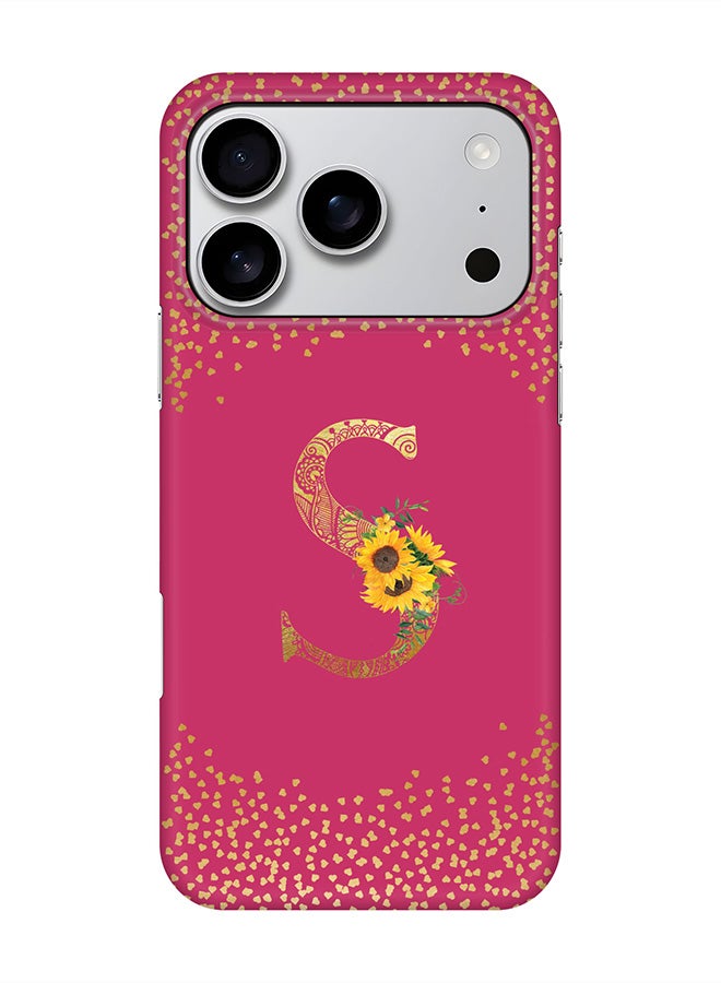 Stylizedd For iPhone 17 Pro,Case, [Compatible with MagSafe] Magnetic cover Slim fit Protection Matte, - Custom Floral Monogram - S ( Deep Pink )
