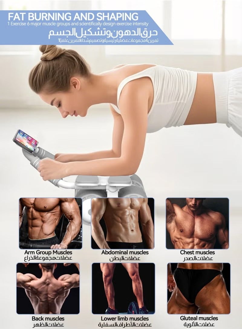 Universal Rebound Abdominal Wheel For Men and Women Fitness , with Timer, Mobile Phone Holder, Kneeling Pad