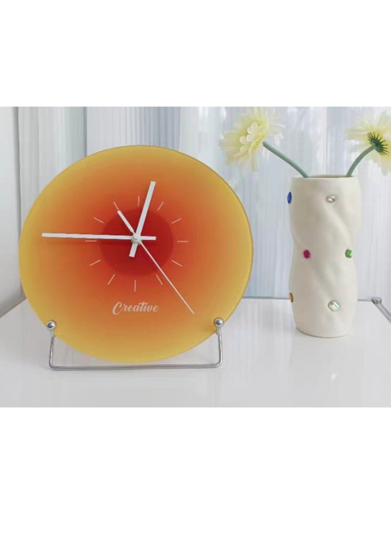 Arabest 30 cm Tempered Glass Wall Clock Gradient Sunset Sunrise Silent Non-Ticking Modern Wall Clock Battery Operated for Living Room Kitchen Bedroom - Image 4