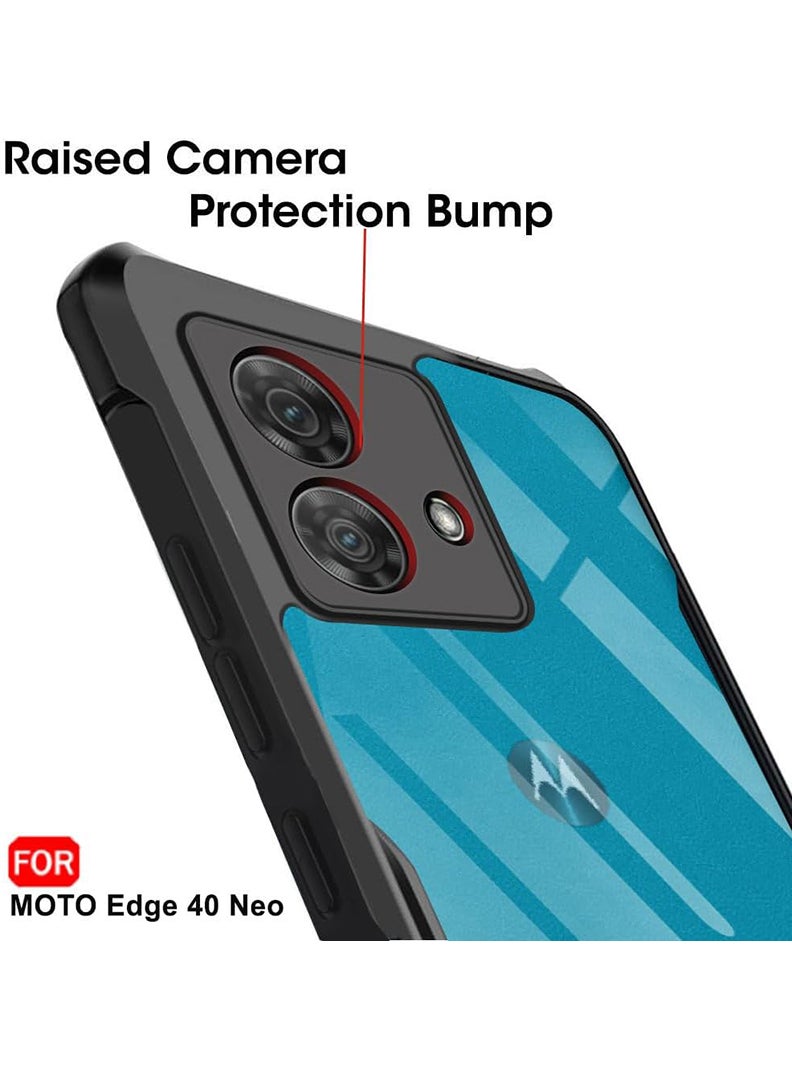 رفع القضية جراب لهاتف Motorola Edge 40 Neo غطاء خلفي تكتيكي شفاف كريستالي مع حماية 360 درجة، غطاء هاتف واقٍ مقاوم للصدمات، ظهر صلب مضاد للخدش من البولي كربونات (شفاف) - Image 4