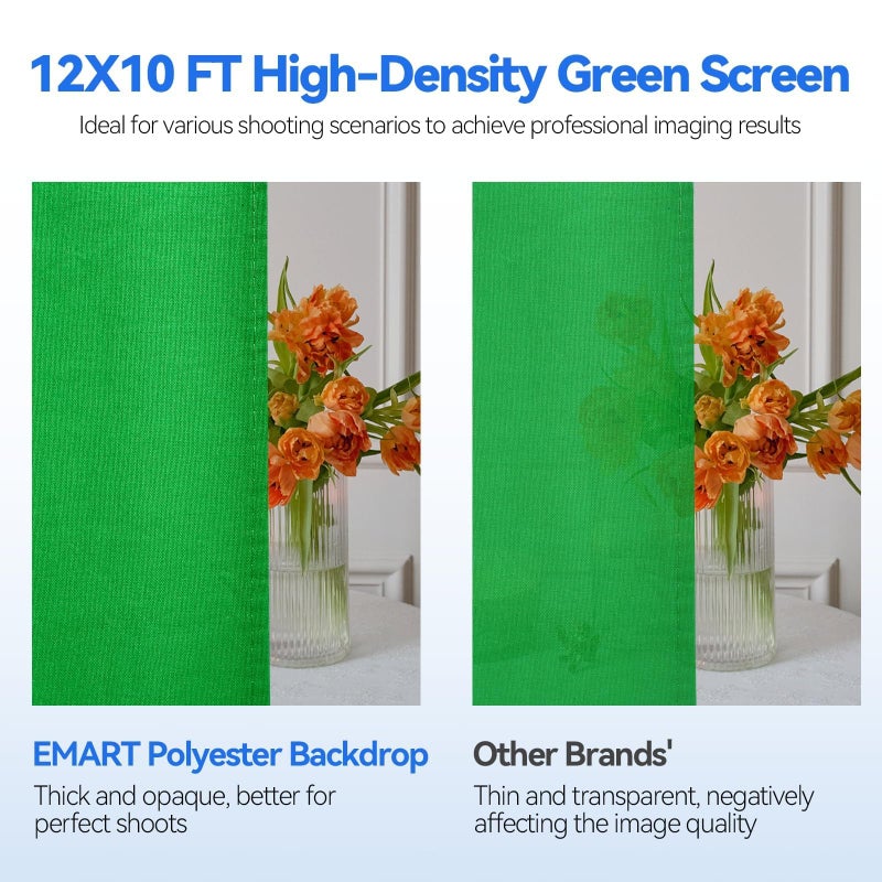 EMART Photo Video Studio 8.5 x 10ft Green Screen Backdrop Stand Kit, Photography Background Support System with 10 x12ft 100% Cotton Muslin Chromakey Curtain - Image 4