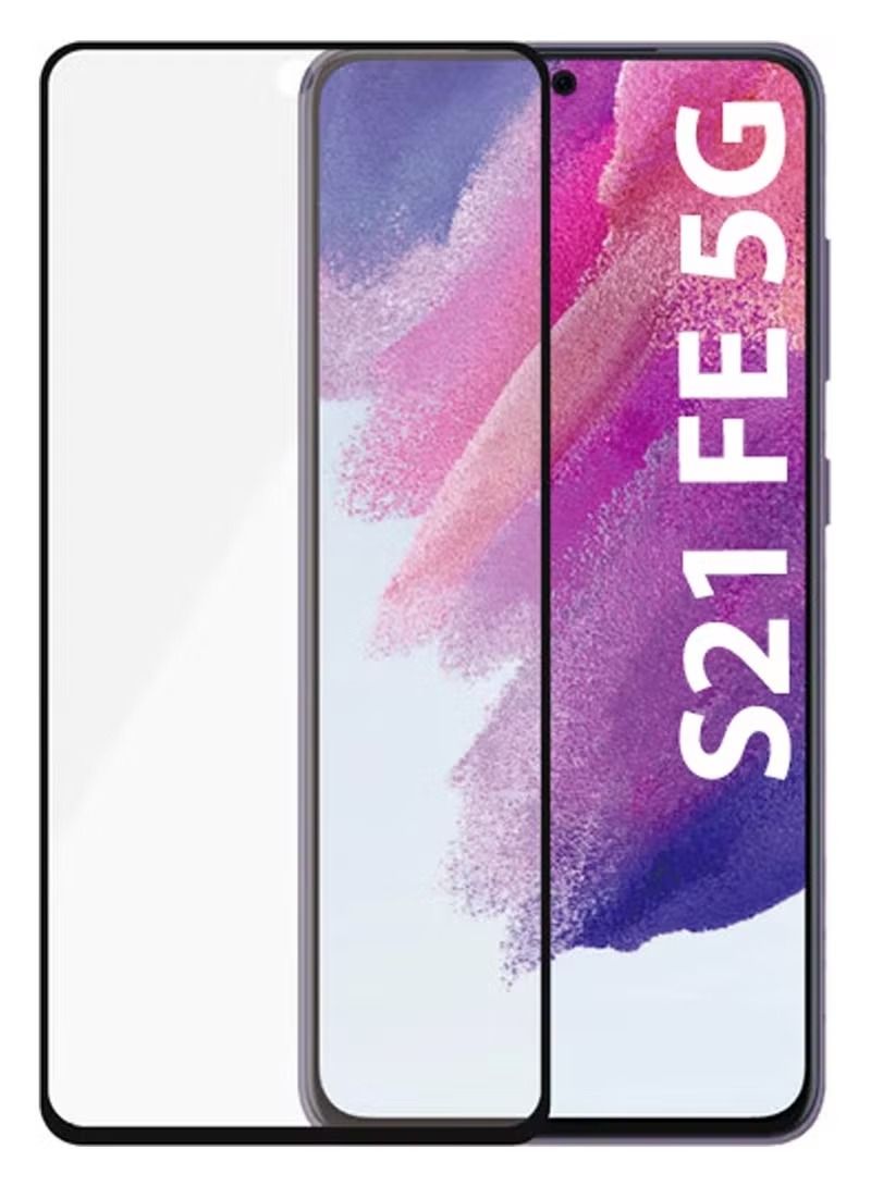 إيف واقي شاشة 9D من الزجاج المقوى لهاتف سامسونج جالاكسي S21 FE أسود / شفاف