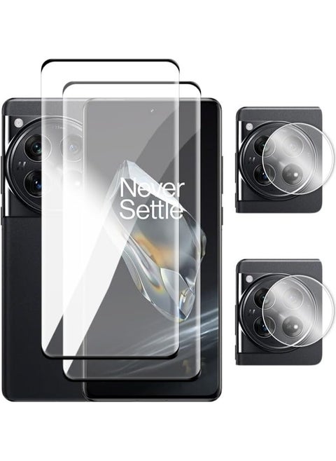[2+2 Pack] Tempered Glass Compatible with OnePlus 12 5G Screen Protector + Camera Lens Protector, [Anti-Scratch] [Bubble Free] 9H Hardness HD Clear Tempered Glass Film