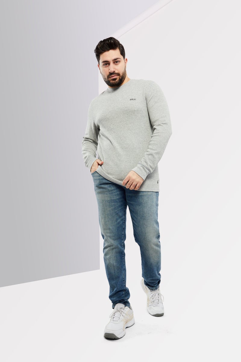 POLO RALPH LAUREN Men Crew Neck Brand Logo Long Sleeve Sweatshirts, Grey  - Image 2