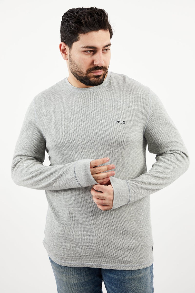 POLO RALPH LAUREN Men Crew Neck Brand Logo Long Sleeve Sweatshirts, Grey  - Image 1