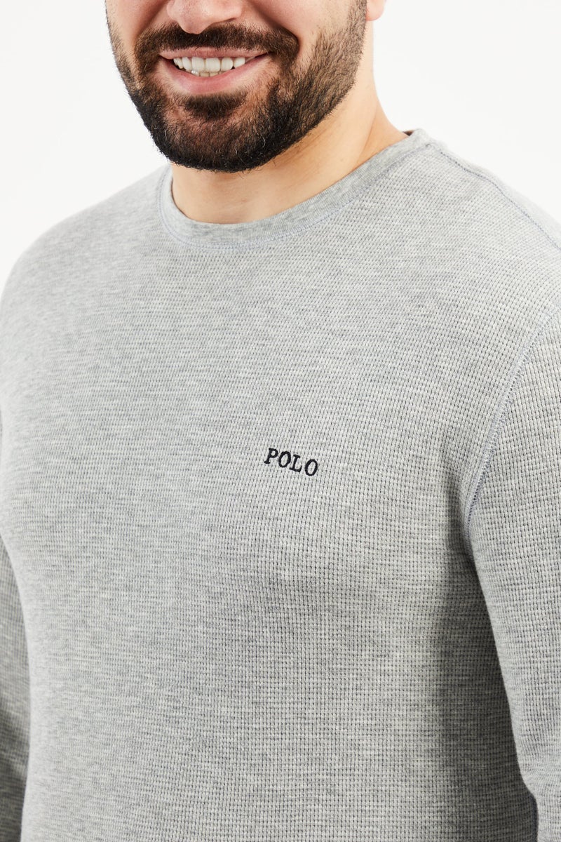 POLO RALPH LAUREN Men Crew Neck Brand Logo Long Sleeve Sweatshirts, Grey  - Image 4