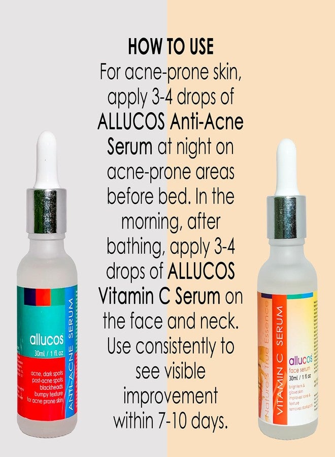ALLUCOS Anti-Acne & Vitamin C Serum Combo - The Ultimate Skincare Duo for Acne-Prone Skin | Pack of 2 (30ML Each) - Image 2