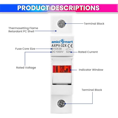 amiciSmart PV Fuse for Solar System Protection DC 1000V (1Pole 30A) - Image 2