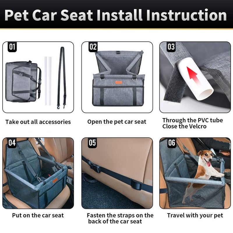 SWIHELP Dog Car Seat Puppy Portable Pet Booster Car Seat with Clip-On Safety Leash and PVC Fram, Anti-Collapse,Perfect for Small Pets - Image 3