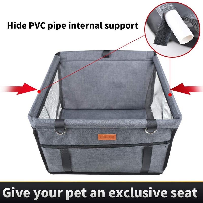 SWIHELP Dog Car Seat Puppy Portable Pet Booster Car Seat with Clip-On Safety Leash and PVC Fram, Anti-Collapse,Perfect for Small Pets - Image 5
