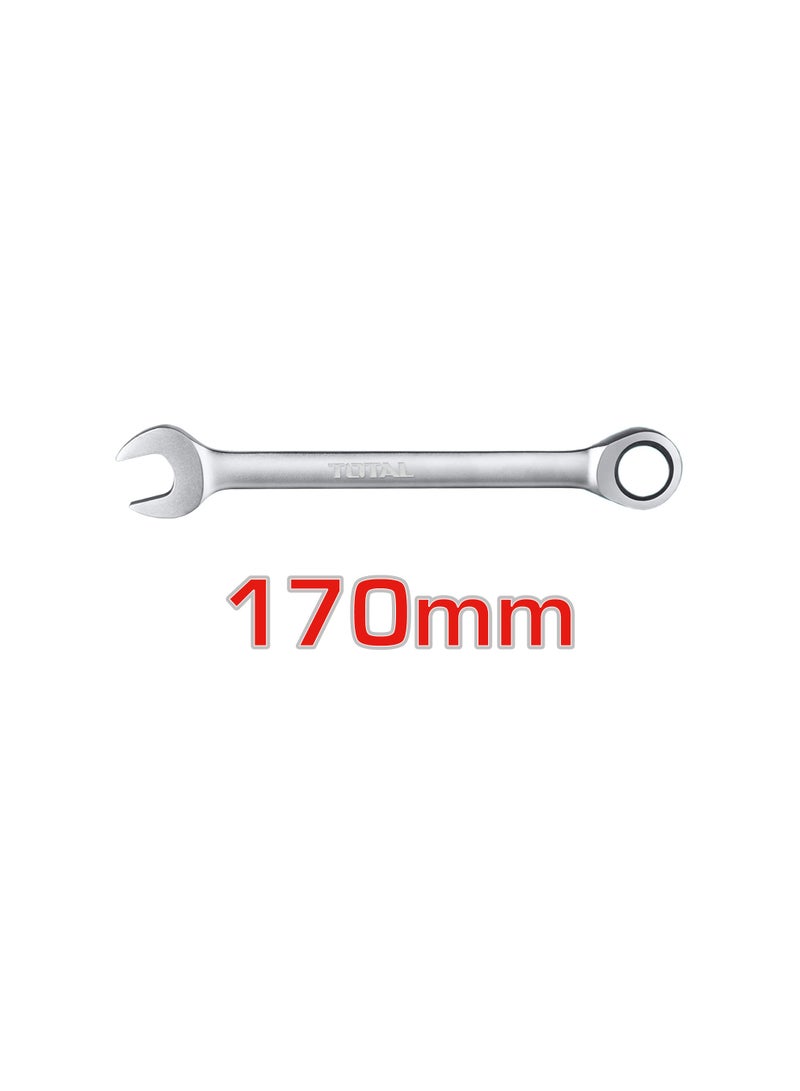 توتال مفتاح ترّس من توتال مقاس 12 مم، مصنوع من فولاذ كروم-فاناديوم (Cr-V)، مطلي بالكروم بتشطيب غير لامع، مزود بترّس 72 سن مع رأس كروم-مولبدنوم (Cr-Mo)، بطول 170 مم - Image 4