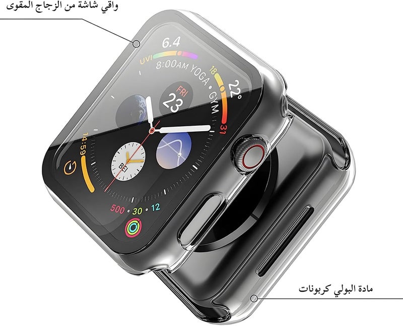 Misxi [2 Pack] Hard Clear Case with Tempered Glass Screen Protector, Ultra Thin Anti-Scratch Protective Cover for iWatch 44mm Apple Watch SE 3 (2025) SE 2 SE Series 6 Series 5 Series 4 - Image 3