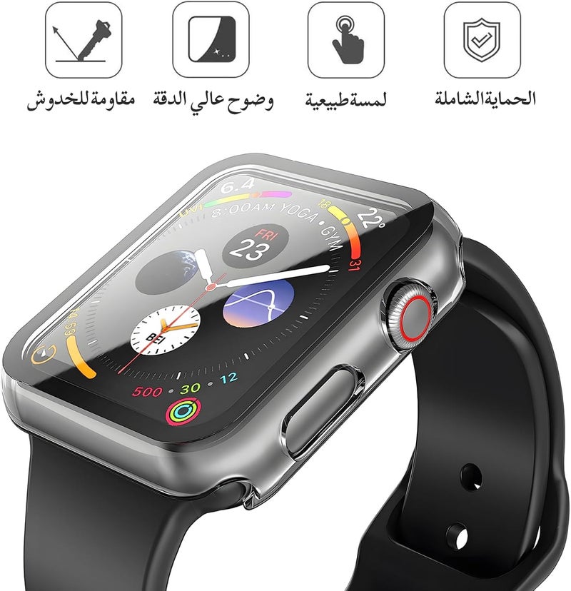 Misxi [2 Pack] Hard Clear Case with Tempered Glass Screen Protector, Ultra Thin Anti-Scratch Protective Cover for iWatch 44mm Apple Watch SE 3 (2025) SE 2 SE Series 6 Series 5 Series 4 - Image 2
