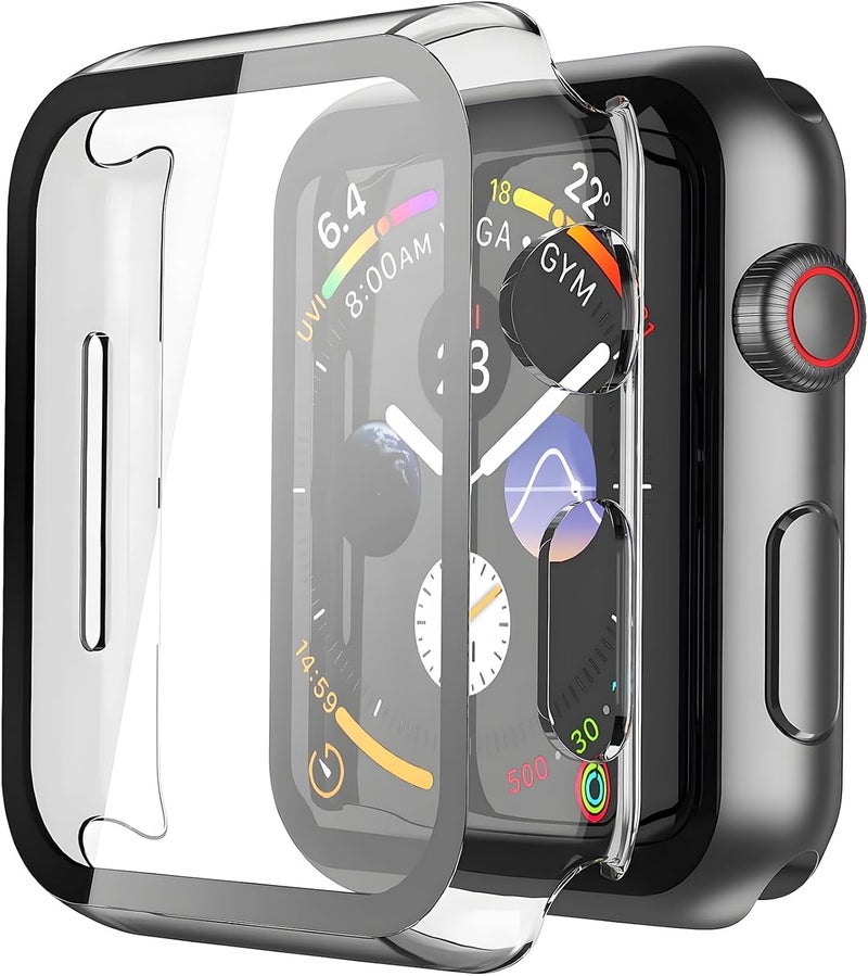 Misxi [2 Pack] Hard Clear Case with Tempered Glass Screen Protector, Ultra Thin Anti-Scratch Protective Cover for iWatch 44mm Apple Watch SE 3 (2025) SE 2 SE Series 6 Series 5 Series 4 - Image 1