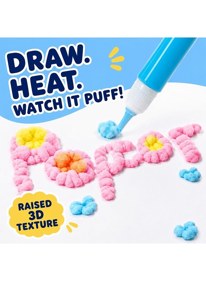GD 6 Colors Magic Bubble Drawing Pens 3D Popcorn Puffy Paint Pens for Kids - Heat Activated DIY Art Craft Marker Set for Kids Age 5+, Birthday & Party Favors & Classroom Art Use - Image 3