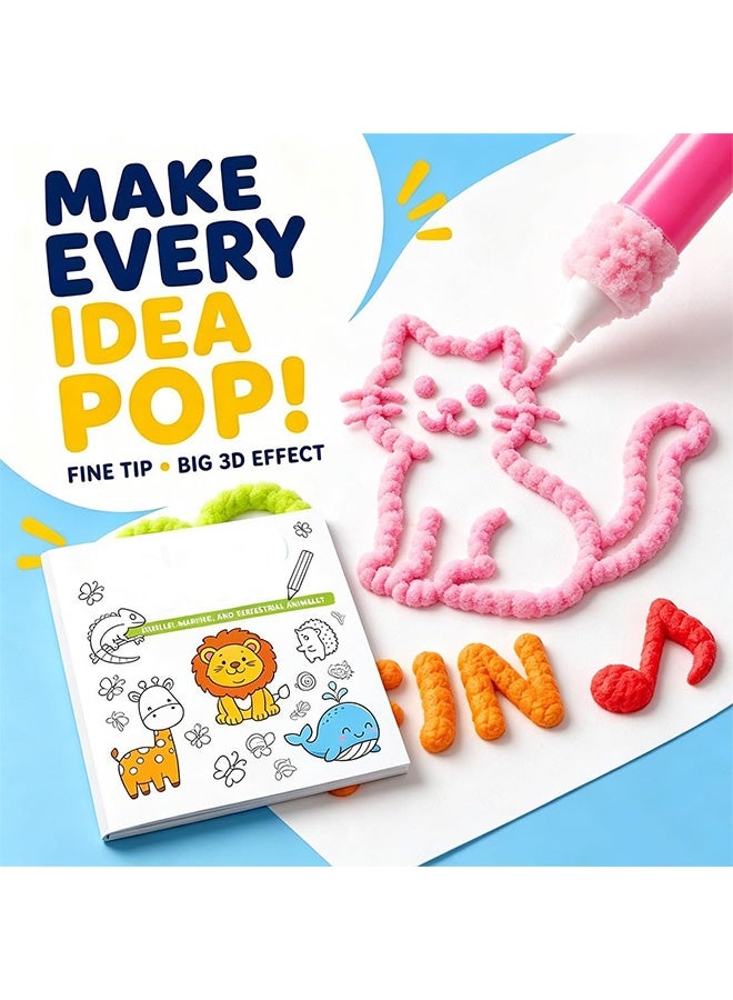GD 6 Colors Magic Bubble Drawing Pens 3D Popcorn Puffy Paint Pens for Kids - Heat Activated DIY Art Craft Marker Set for Kids Age 5+, Birthday & Party Favors & Classroom Art Use - Image 4