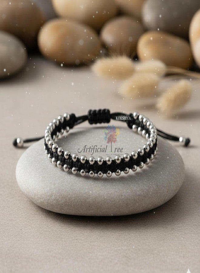 ARTIFICIAL TREE 1 Pair Evil Eye Ball Black Thread Nazariya Bracelet | 1 Piar Ball Black Thread Nazariya Adjustable Bracelet | Nazar Battu | New Born Baby to 6 Year Kids | 4 Piece (AT BABY BRCT 0010) - Image 5
