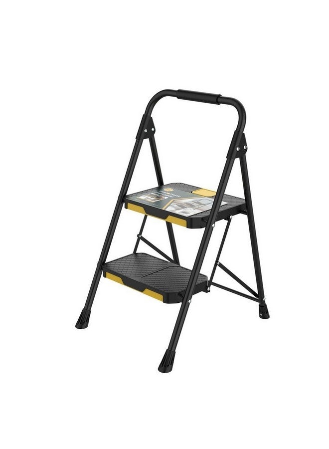 HoneyBee 2-Step Steel and Plastic Foldable Step Ladder Black and Yellow 81 x 56 x 46 cm WK6223-2E - Image 2