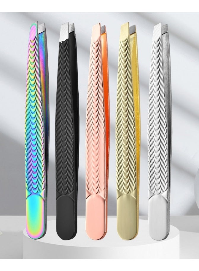 5 قطع ملقط لإزالة شعر الحواجب، ملقط حواجب دقيق من الفولاذ المقاوم للصدأ، ملقط حواجب احترافي مائل الرأس - Image 4