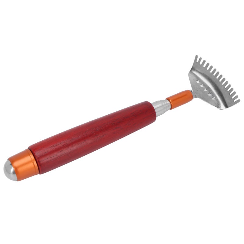 Telescopic Back Scratcher: 7.1in To 20.1in Adjustable Length, Non Slip Wooden Handle, Stainless Steel Claw - Multifunctional Roller Bead Massager For Home Use, Elderly And Pregnant Women - Image 5