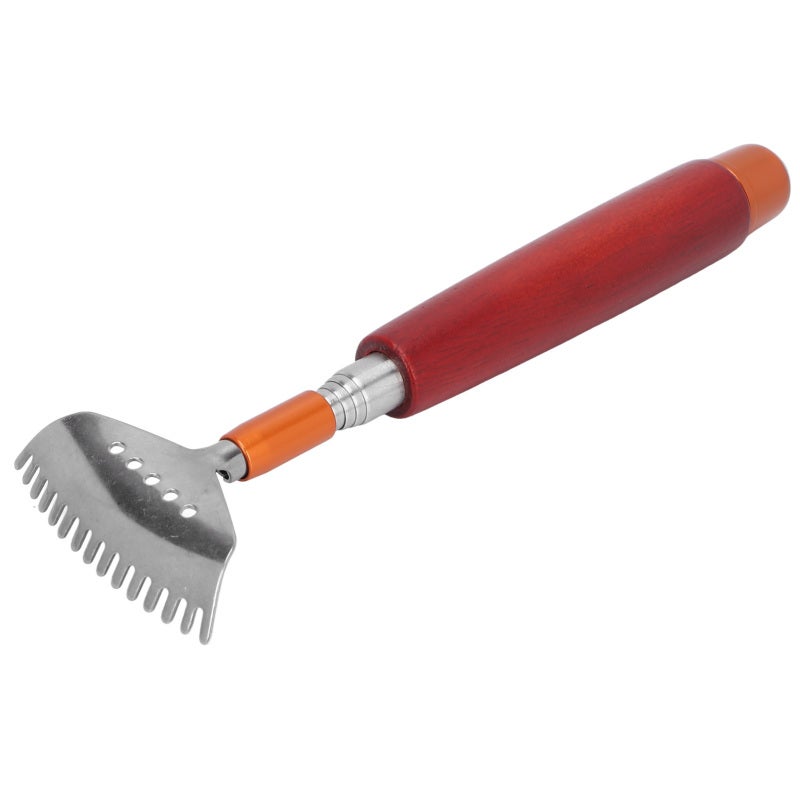 Telescopic Back Scratcher: 7.1in To 20.1in Adjustable Length, Non Slip Wooden Handle, Stainless Steel Claw - Multifunctional Roller Bead Massager For Home Use, Elderly And Pregnant Women - Image 3