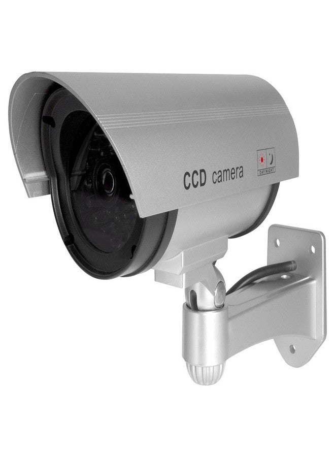 divinezon CCTV Fake Bullet Camera Realistic Look Dummy Infrared Night Vision, Silver Colour (17 x 7 x 21.5 cm) - Image 1
