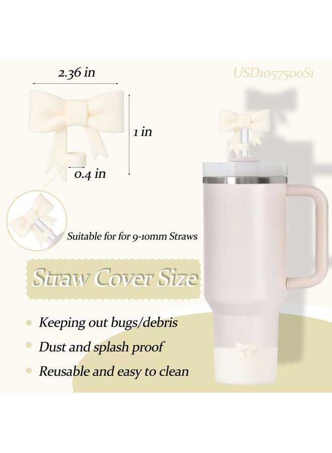 Lnulyaciy Bow Silicone Protective for Stanley Boot for 20/30/40Oz, 2 Pack for Stanley Cup Accessories Compatible 12-24Oz for Hydroflask Boot and More (Beige Set) - Image 2
